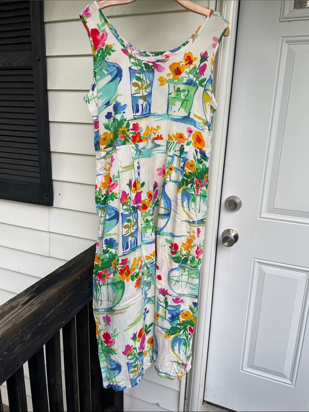 Jams World White Maxi Dress with Multicolor Floral Watercolor Print